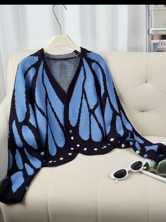 Sweaters - Morpho blue butterfly cardigan
